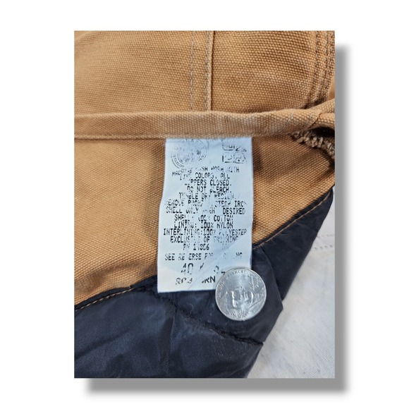 Carhartt Brown R03 BIB Overalls Men's 40 X 32 Insulated Quilted - Picture 6 of 8